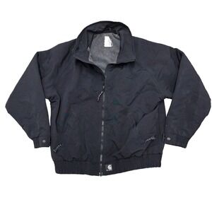 Vintage 2003 Carhartt Mens Black Fleece Lined Work Jacket Full Zip Size XL J72